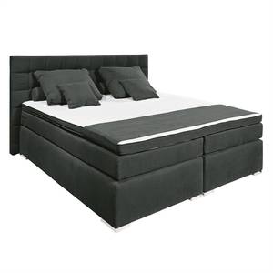 Boxspringbett Welham I (inkl. Topper) Microvelours - Anthrazit - 140 x 200cm