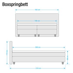 Boxspringbett Welham I (inkl. Topper) Microvelours - Anthrazit - 140 x 200cm