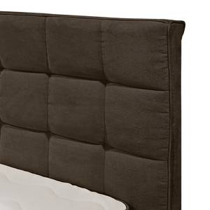 Lit boxspring Welham I (avec surmatelas) Microvelours - Marron foncé - 140 x 200cm