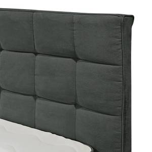 Lit boxspring Welham I (avec surmatelas) Microvelours - Anthracite - 180 x 200cm