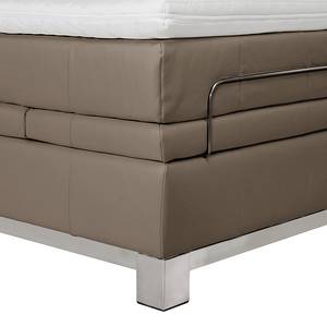 Lit boxspring Wolke7 I Cuir véritable - Marron - 160 x 200cm - D2 souple