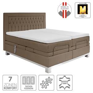 Boxspringbett Wolke7 I Echtleder Echtleder - Braun - 160 x 200cm - H2