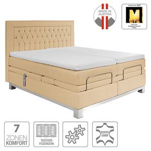 Boxspringbett Wolke7 I Echtleder Echtleder - Hellbraun - 160 x 200cm - H2