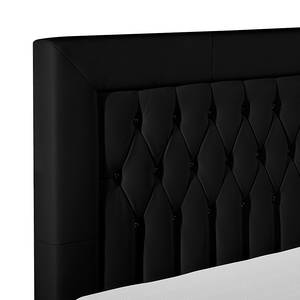 Lit boxspring Wolke7 I Cuir véritable - Noir - 160 x 200cm - D2 souple