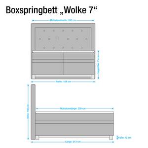 Boxspring Wolke7 l echt leer - Wit - 160 x 200cm - H2 zacht