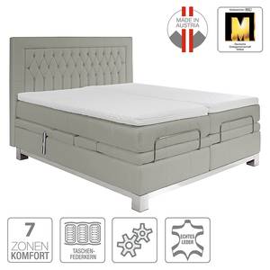 Boxspringbett Wolke7 I Echtleder Grau - 160 x 200cm - H3