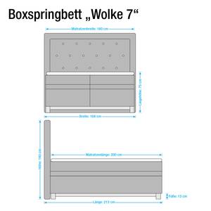 Lit boxspring Wolke7 I Cuir véritable - Noir - 160 x 200cm - D3 medium