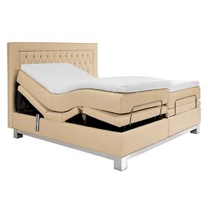 Boxspringbett Wolke7 I Echtleder Echtleder - Hellbraun - 180 x 200cm - H2