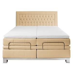 Boxspringbett Wolke7 I Echtleder Echtleder - Hellbraun - 180 x 200cm - H2