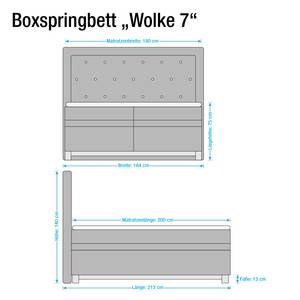 Boxspringbett Wolke7 I Echtleder Echtleder - Schwarz - 180 x 200cm - H2