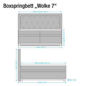 Lit boxspring Wolke7 I Cuir véritable - Crème - 200 x 200cm - D2 souple