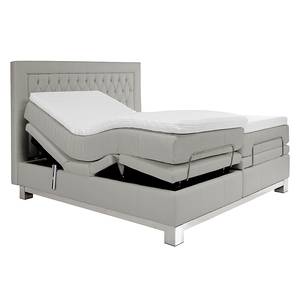 Boxspringbett Wolke7 I Echtleder Echtleder - Grau - 200 x 200cm - H3