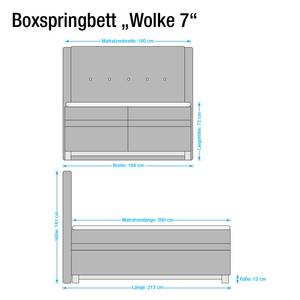 Lit boxspring Wolke7 II Cuir véritable - Crème - 160 x 200cm - D2 souple