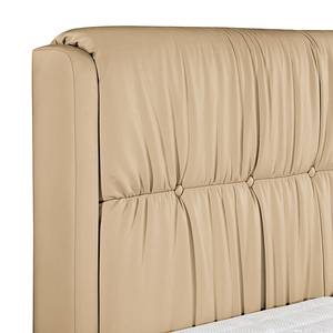 Lit boxspring Wolke7 II Cuir véritable - Marron clair - 160 x 200cm - D2 souple