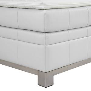 Lit boxspring Wolke7 II Cuir véritable - Blanc - 160 x 200cm - D2 souple