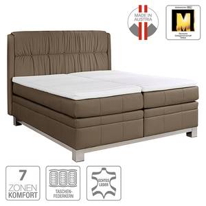 Boxspringbett Wolke7 II Echtleder Echtleder - Braun - 160 x 200cm - H3