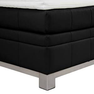 Lit boxspring Wolke7 II Cuir véritable - Noir - 160 x 200cm - D3 medium