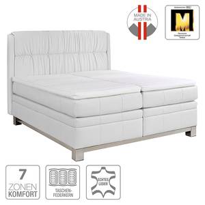 Boxspringbett Wolke7 II Echtleder Echtleder - Weiß - 180 x 200cm - H2