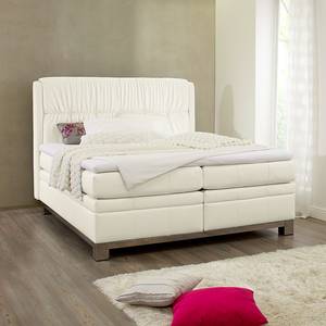 Boxspringbett Wolke7 II Echtleder Echtleder - Creme - 180 x 200cm - H3