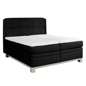 Boxspringbett Wolke7 II Echtleder Schwarz - 180 x 200cm - H3