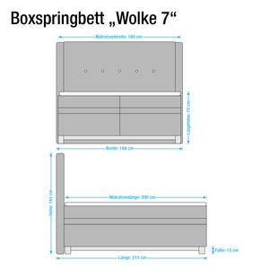 Lit boxspring Wolke7 II Cuir véritable - Noir - 180 x 200cm - D3 medium