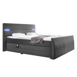 Lit capitonné Yamuna Surmatelas inclus Tissu - Anthracite