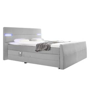 Boxspringbett Yamuna (mit Elektromotor) inklusive Topper - Webstoff - Lichtgrau