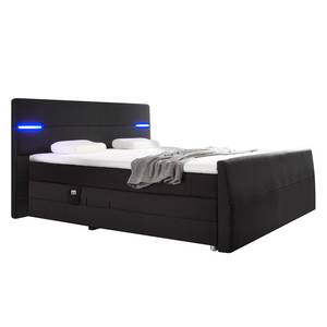 Boxspringbett Yamuna (mit Elektromotor) inklusive Topper Webstoff - Schwarz