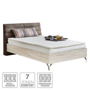 Boxspring Vernio geweven stof lichteiken/bruin