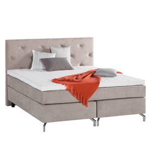 Boxspring Dogali velours - lichtgrijs - Beige - 140 x 200cm