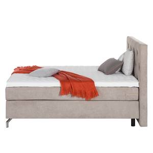 Lit boxspring Dogali Velours - Gris clair - Beige - 140 x 200cm