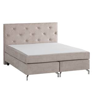 Boxspringbett Dogali Velours - Hellgrau - Beige - 180 x 200cm