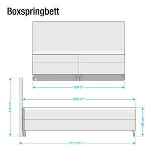 Boxspring Dogali velours - lichtgrijs - Beige - 160 x 200cm