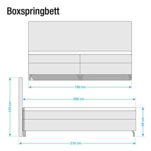 Boxspring Dogali velours - lichtgrijs - Beige - 180 x 200cm