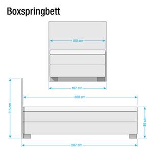 Boxspringbett Ronnebey Strukturstoff - Braun - 100 x 200cm - Bonellfederkernmatratze - H2