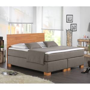 Lit boxspring Ronnebey Tissu structuré - Marron - 140 x 200cm - Matelas de mousse froide - D3 medium