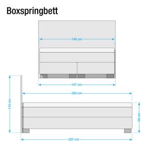 Boxspringbett Ronnebey Strukturstoff - Braun - 140 x 200cm - Kaltschaummatratze - H2