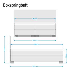 Lit boxspring Ronnebey Tissu structuré - Marron - 160 x 200cm - Matelas à ressorts bombés ensachés - D2 souple