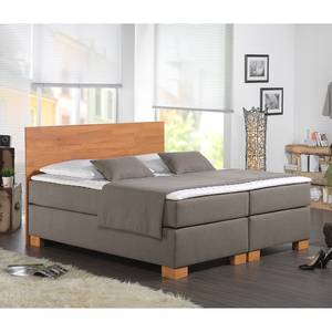 Lit boxspring Ronnebey Tissu structuré - Marron - 160 x 200cm - Matelas à ressorts bombés ensachés - D2 souple