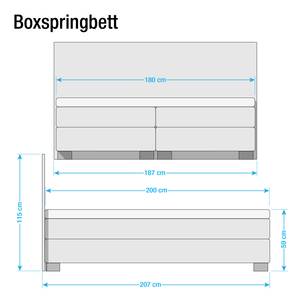 Boxspringbett Ronnebey Strukturstoff - Braun - 180 x 200cm - Tonnentaschenfederkernmatratze - H2