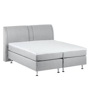 Boxspring Bjane inclusief topper - structuurstof - Grijs - 180 x 200cm