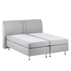 Lit Boxspring Bjane Avec surmatelas - Tissu structuré - Gris - 160 x 200cm