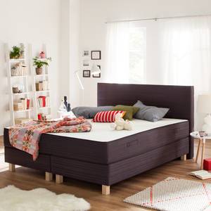 Boxspringbett Smood Webstoff - Anthrazit - Anthrazit - 140 x 200cm - Mit Kopfteil - Boxspringmatratze