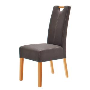 Gestoffeerde stoelen Alessia kunstleer - Bruin/beukenhoutkleurig