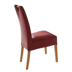 Chaises capitonnées Alessia (lot de 2) Rouge foncé / Hêtre