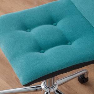 Bureaustoel Troon geweven stof/chroom - Turquoise/donkergrijs