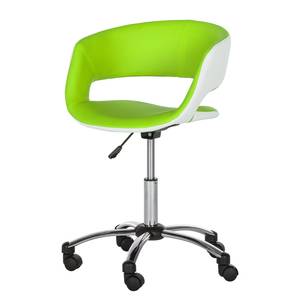 Chaise de bureau pivotante Prace Imitation cuir - Vert pomme / Blanc