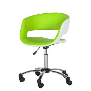 Chaise de bureau pivotante Prace Imitation cuir - Vert pomme / Blanc