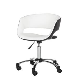 Chaise de bureau pivotante Prace Imitation cuir - Blanc / Noir