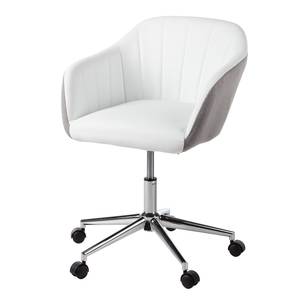 Chaise de bureau Katsina Imitation cuir / Tissu - Blanc / Gris clair